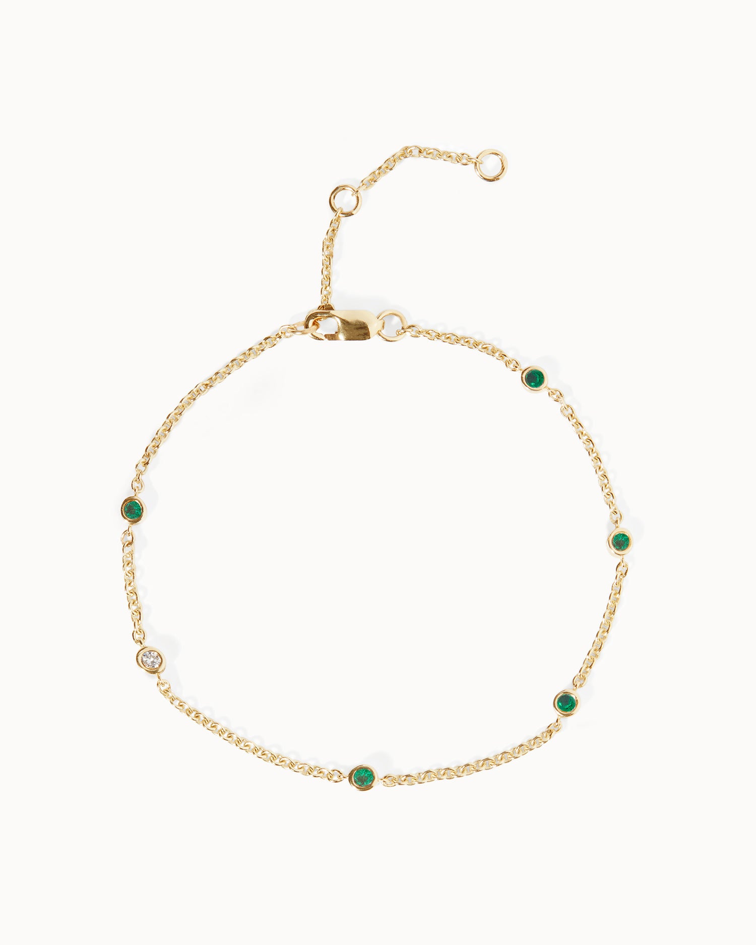 May Emerald Birthstone Station Bracelet