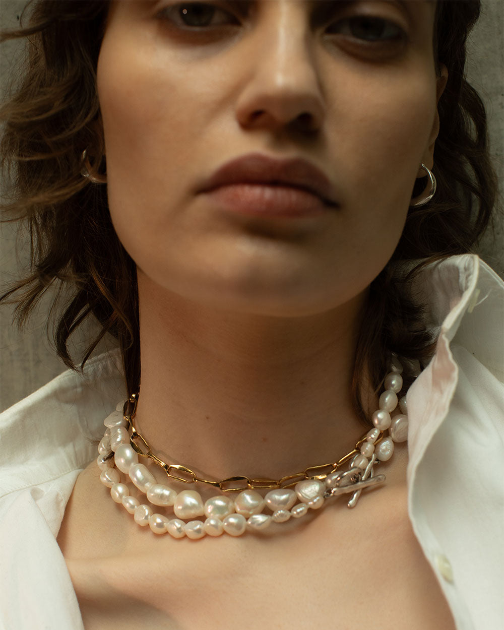 Baroque Pearl T-Bar Necklace