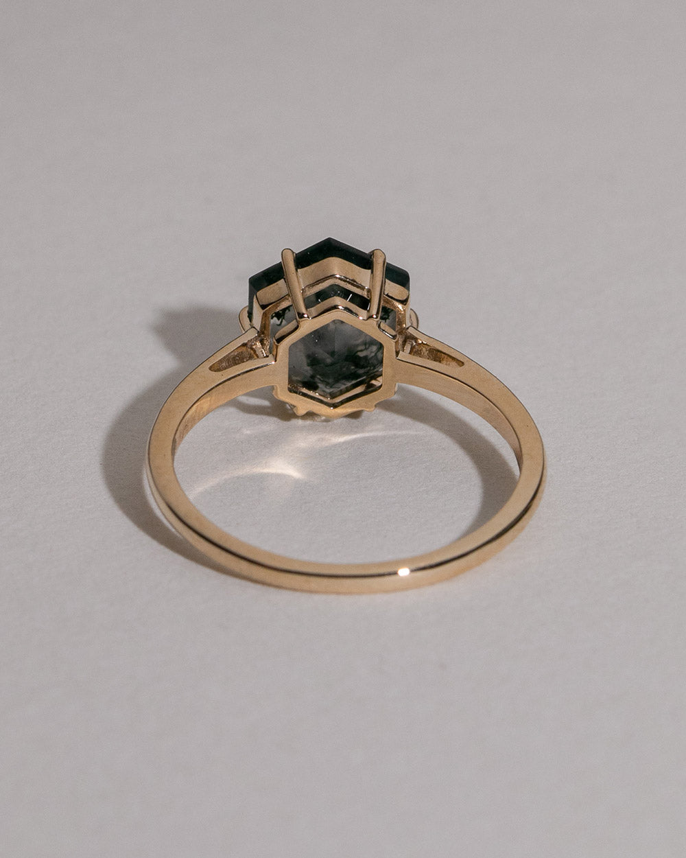 Moss Agate Hexagon Ring