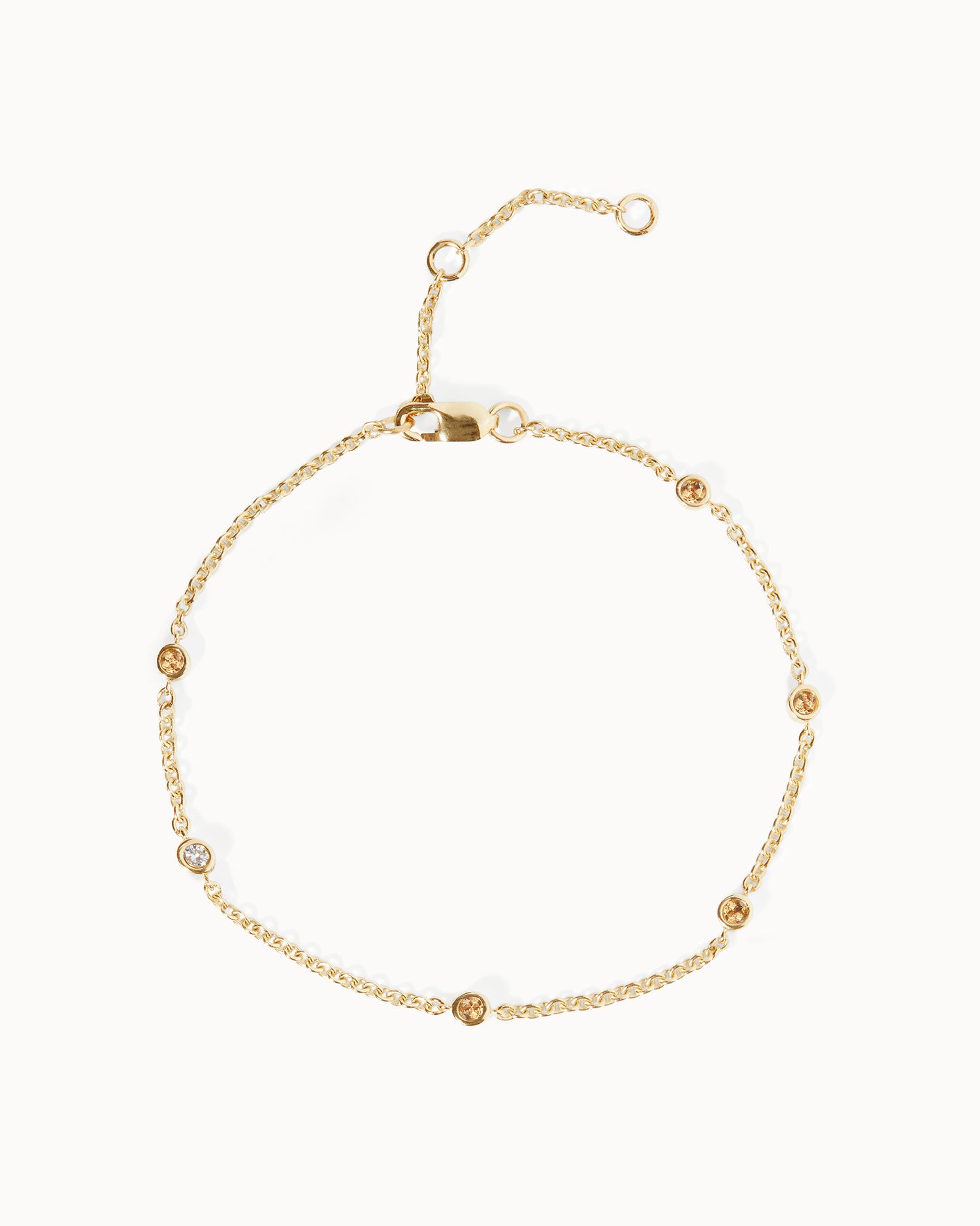 November Citrine Birthstone Station Bracelet