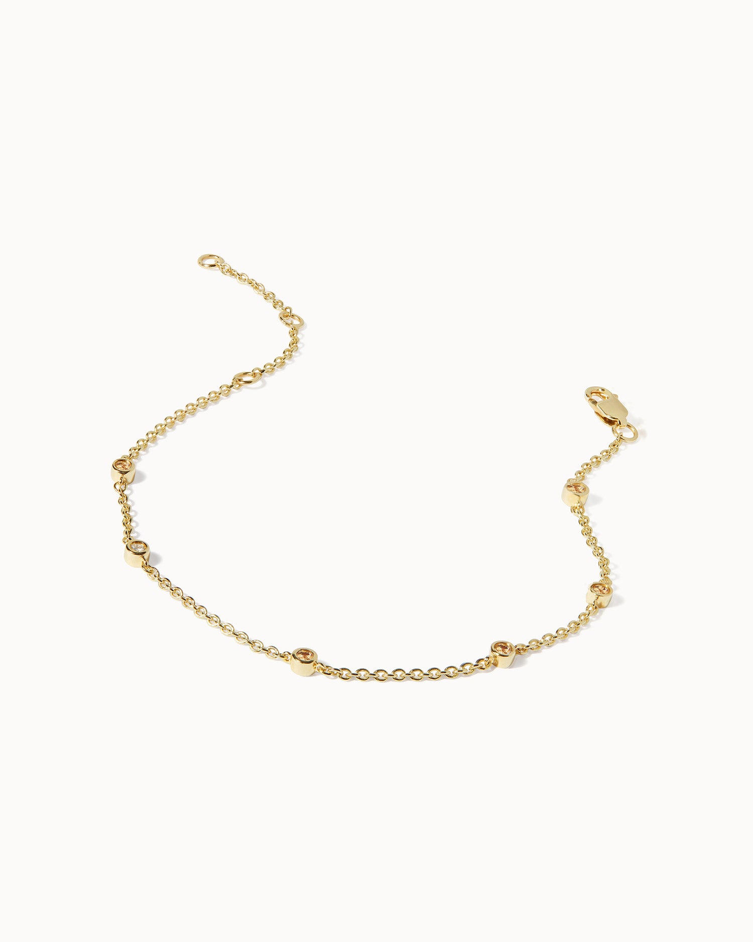 November Citrine Birthstone Station Bracelet