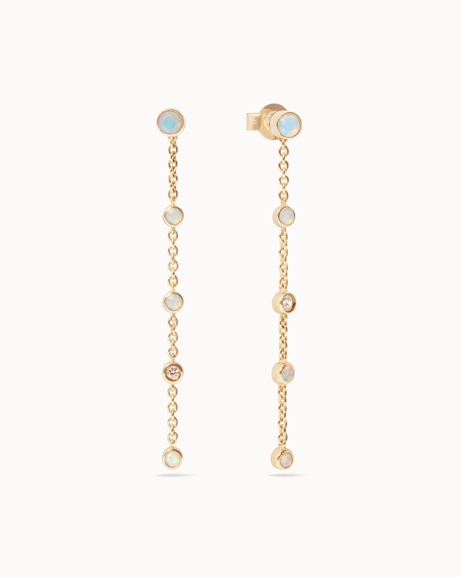 October Opal Birthstone Drop Earrings