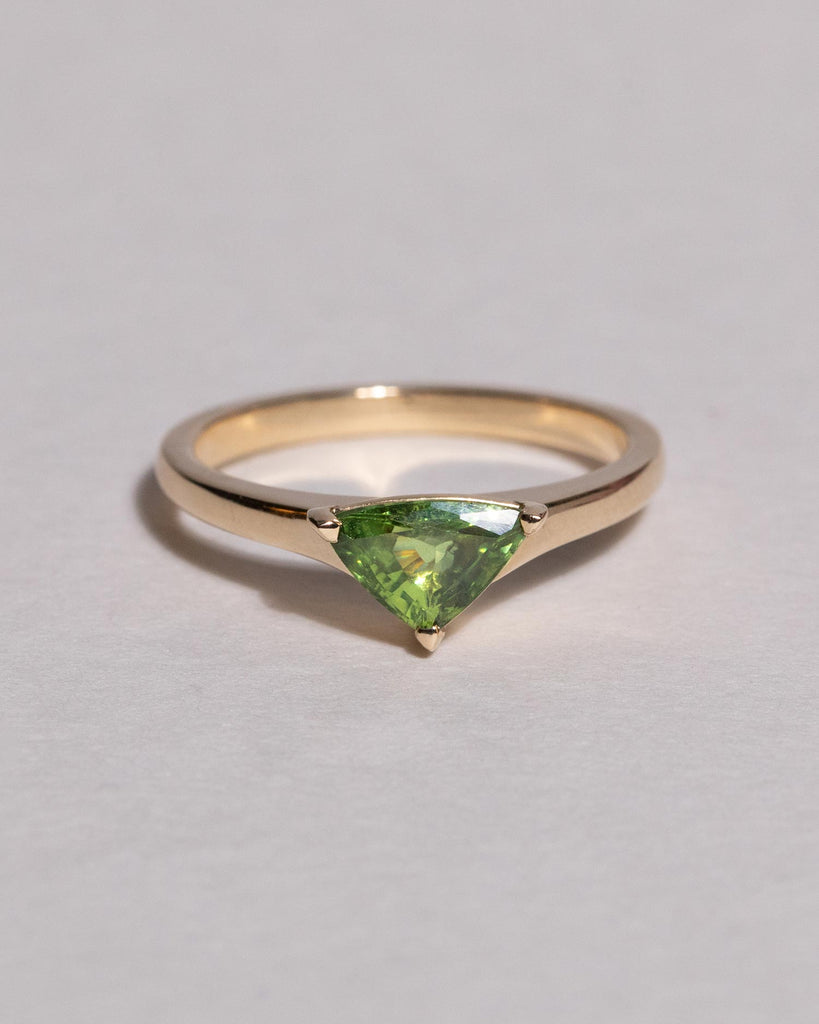 Bright green sapphire solitaire ring Handmade in our London workshop with an ethically sourced gemstone and recycled solid gold by Maya Magal London