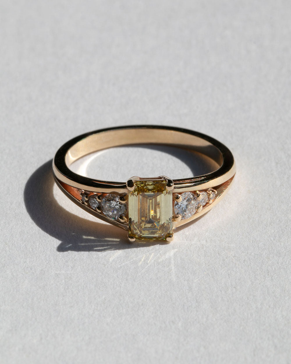 Piper 1ct Yellow Diamond Ring front top view on white background
