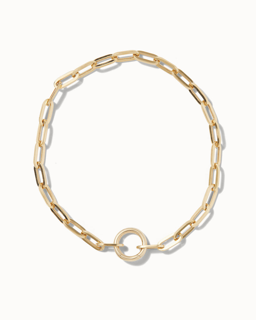 Recycled 9ct solid gold chain bracelet handmade in London by Maya Magal London