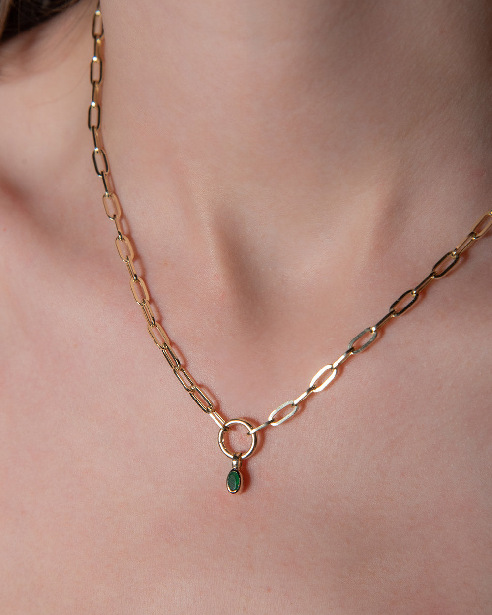 May Emerald Birthstone Oval Charm