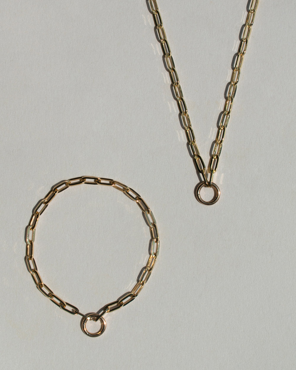 Paper Chain Charm Necklace and Bracelet Set