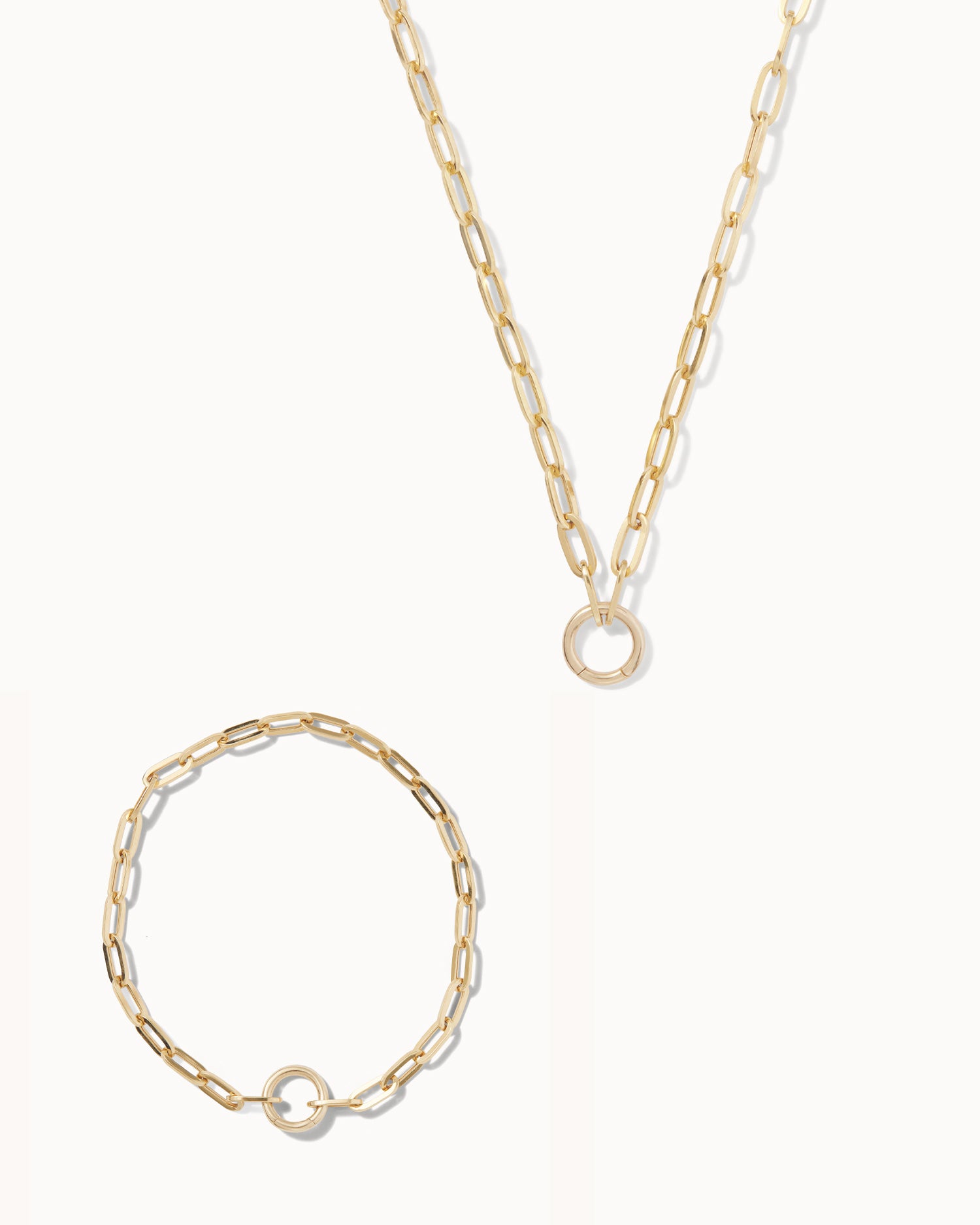 Paper Chain Charm Necklace and Bracelet Set