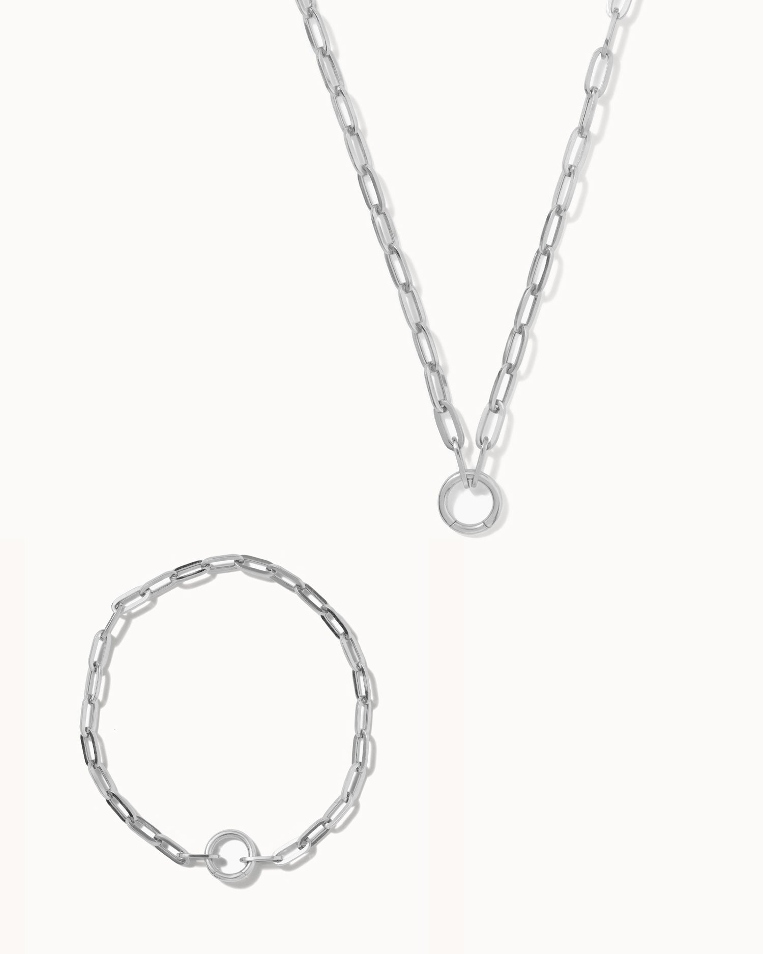 Paper Chain Charm Necklace and Bracelet Set