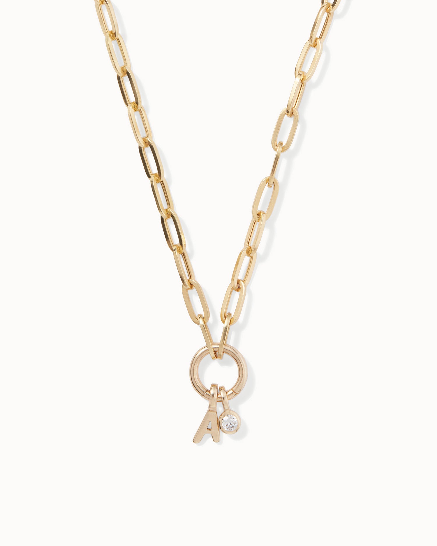 Paper Chain Initial Diamond Charm Necklace