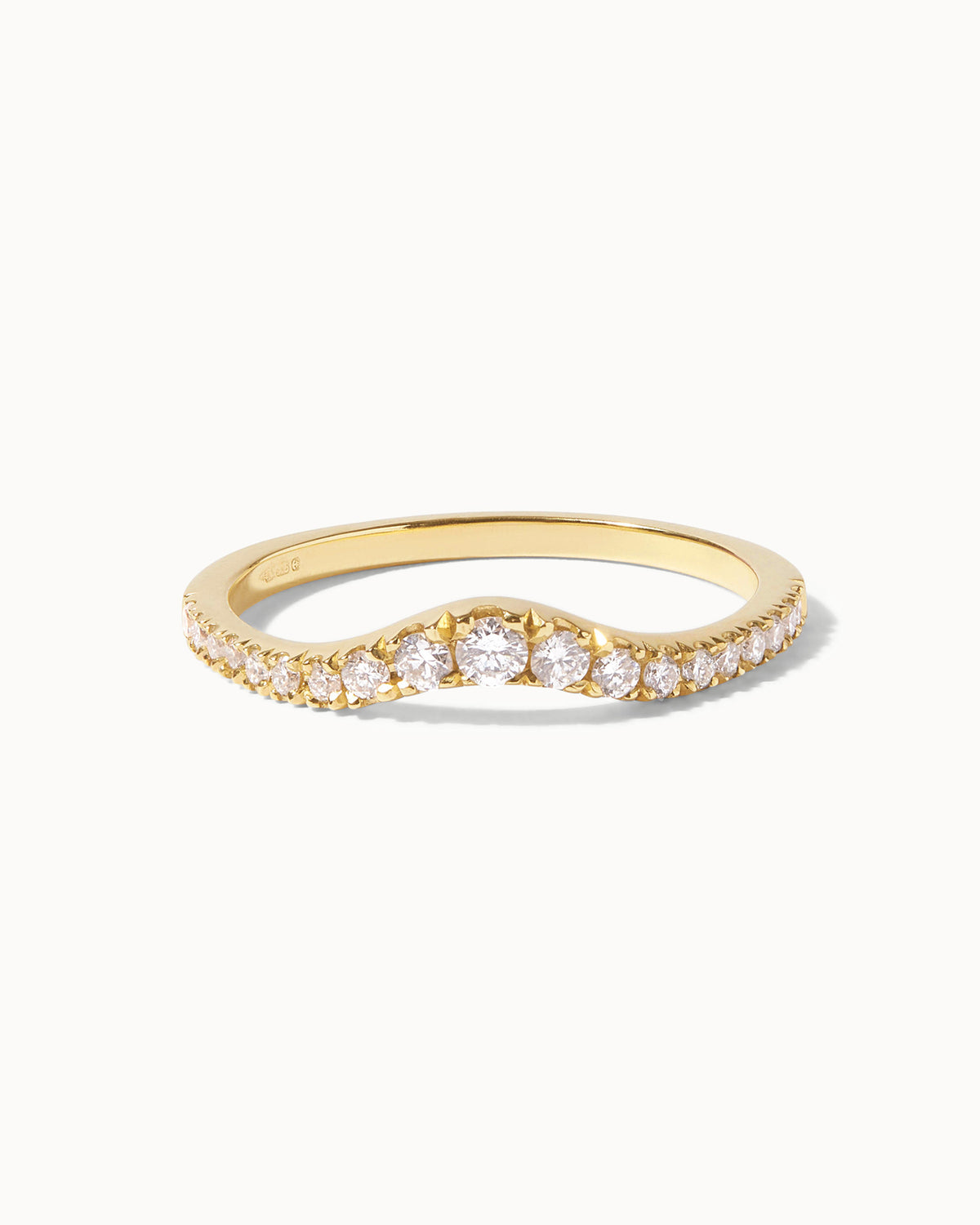 18ct Yellow Gold Pavé Diamond Nesting Ring | Curved Wedding Band