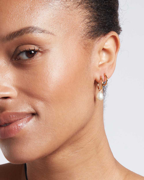 Pearl Drop Hoop Earrings Gold | Christmas Jewellery Gifts – Maya