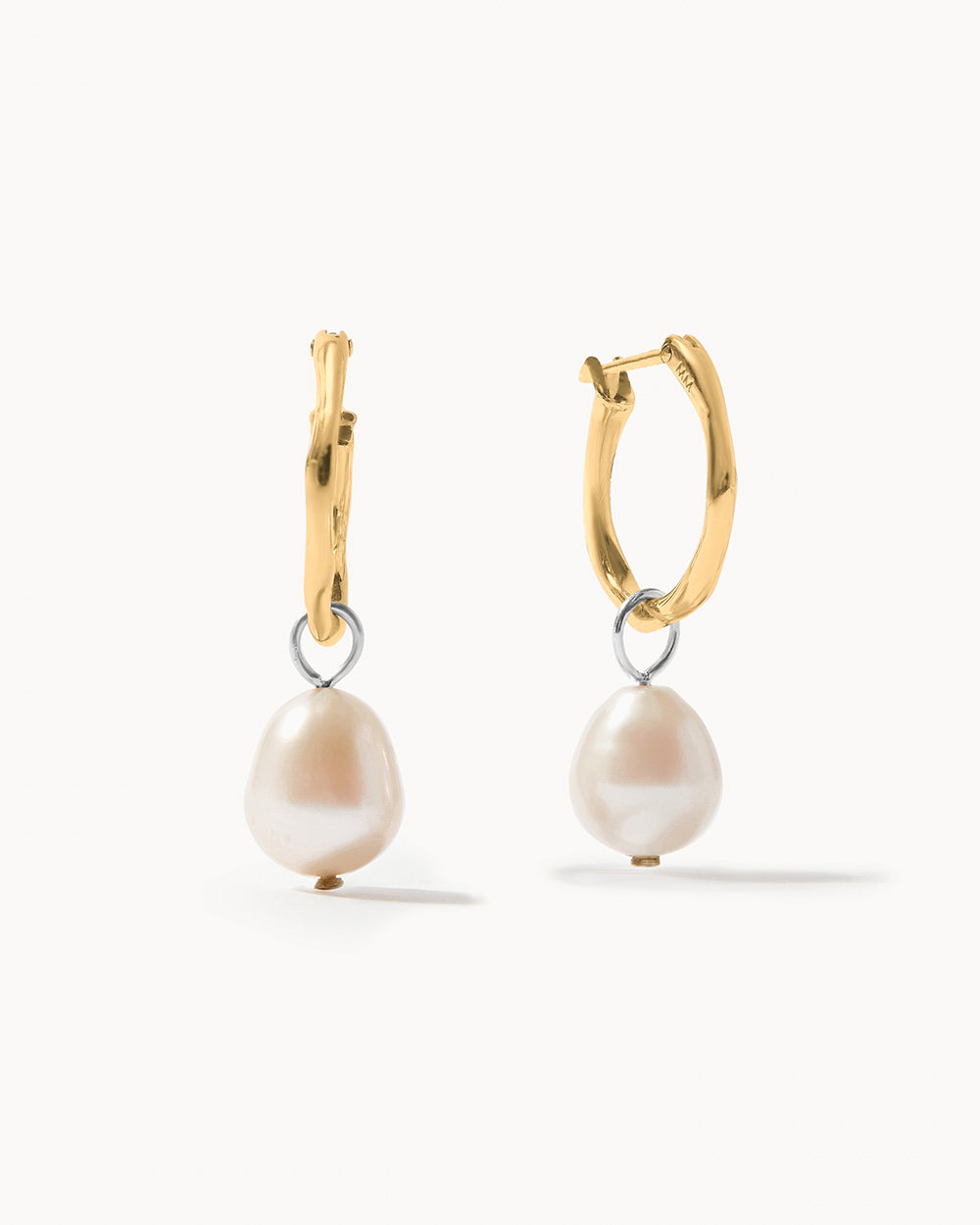 Pearl Drop Hoop Earrings