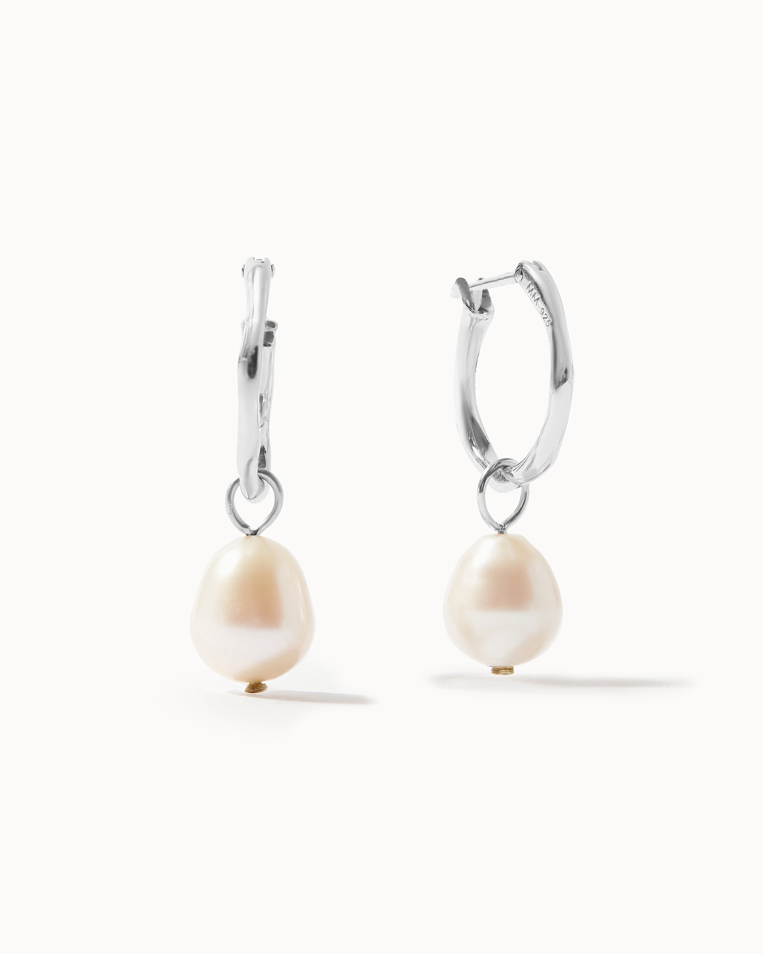 Pearl Drop Hoop Earrings