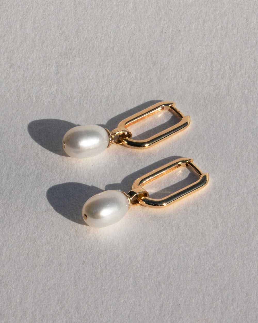 Solid Gold Pearl Hoop Earrings