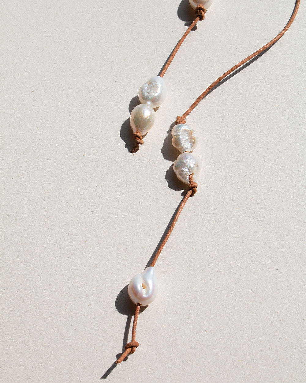 Baroque Pearl Leather Wrap Necklace