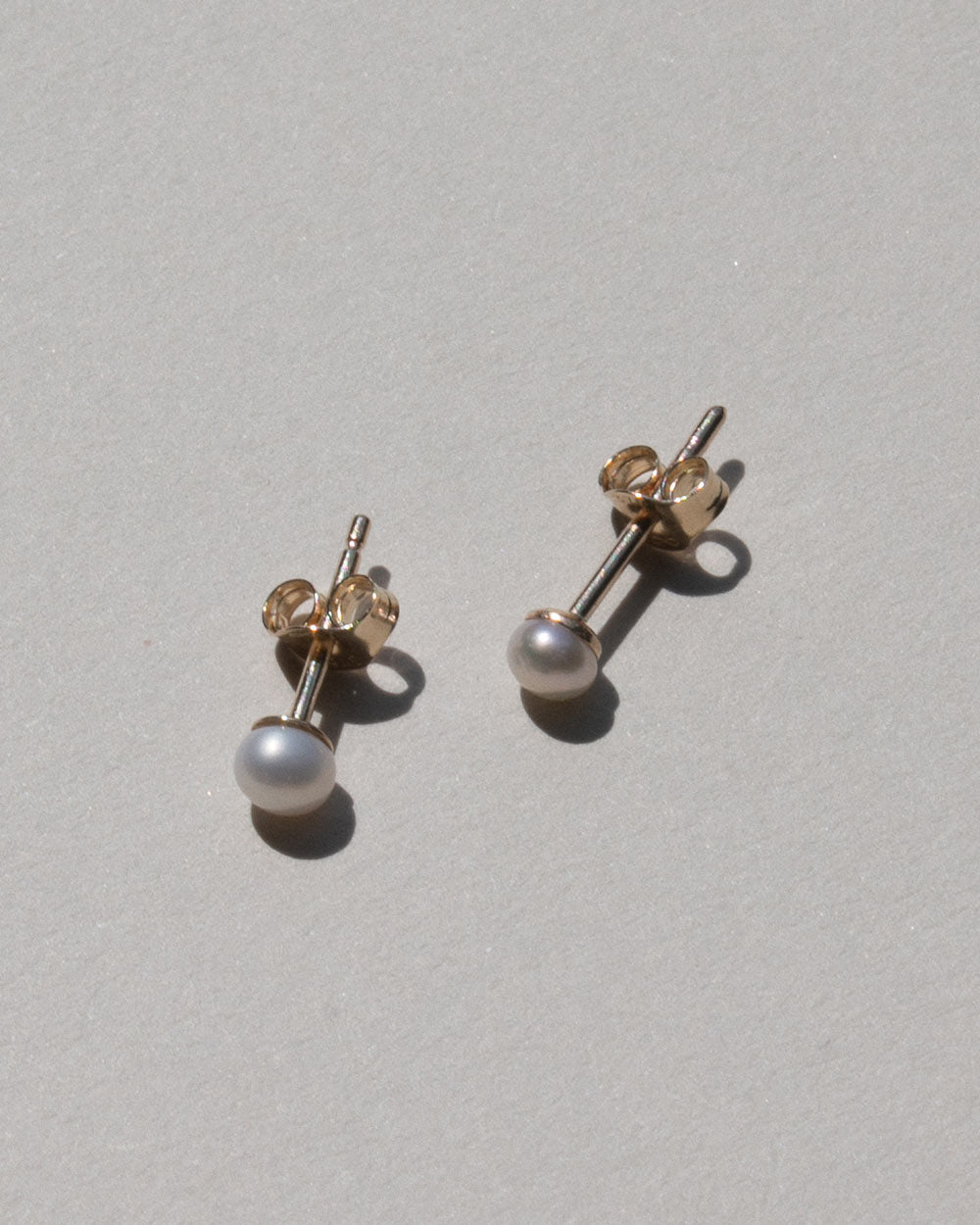 Solid Gold Small Pearl Stud Earrings