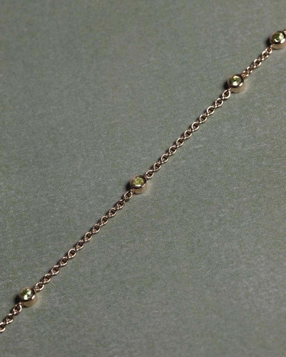 August Peridot Birthstone Station Bracelet