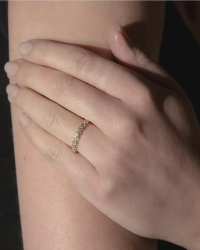 9ct Yellow Gold Bezel Diamond Eternity Ring on model 