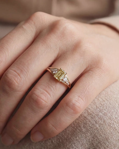 Piper 1ct Yellow Diamond Ring on model