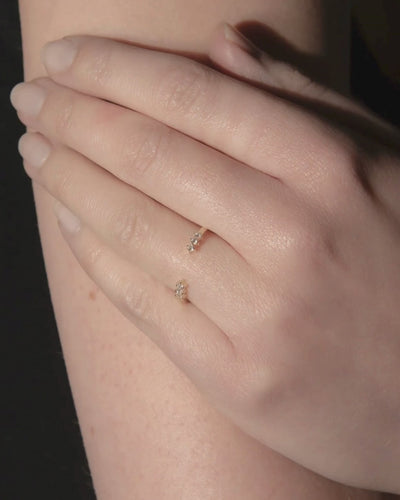 9ct Yellow Gold Diamond Trio Open Ring on model 