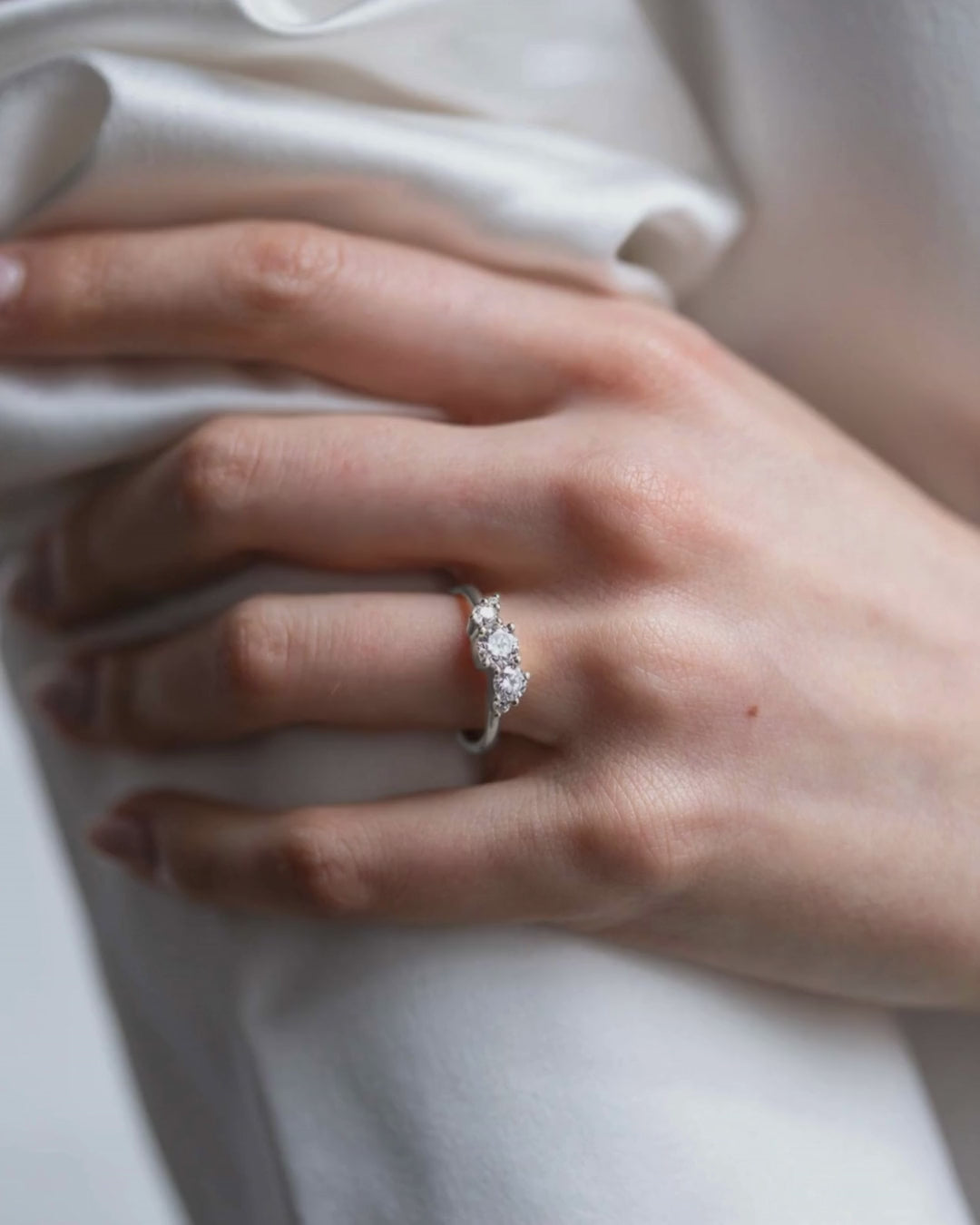 18ct White Gold Lab Grown 0.5ct Diamond Cluster Ring on model