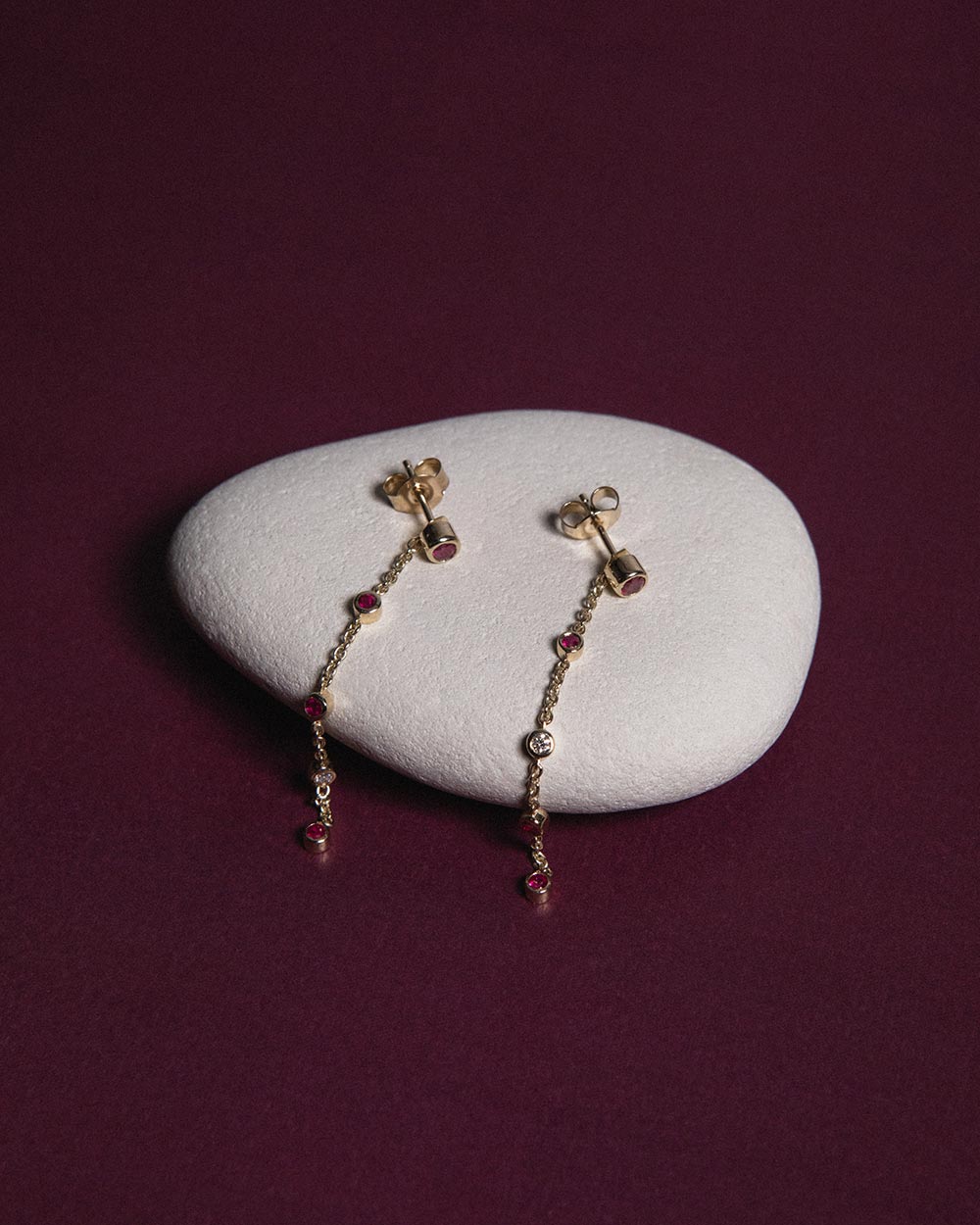 July Ruby Birthstone Drop Earrings