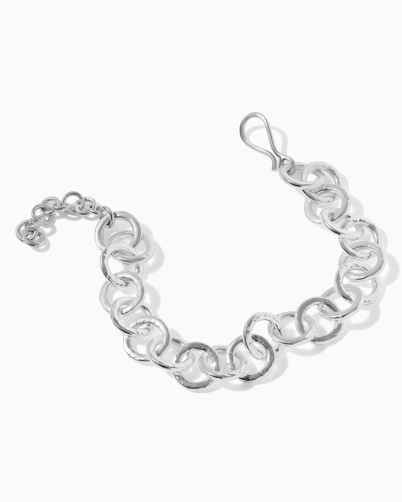 statement chain bracelet with hammered texture Handcrafted in sterling silver in London by Maya Magal London