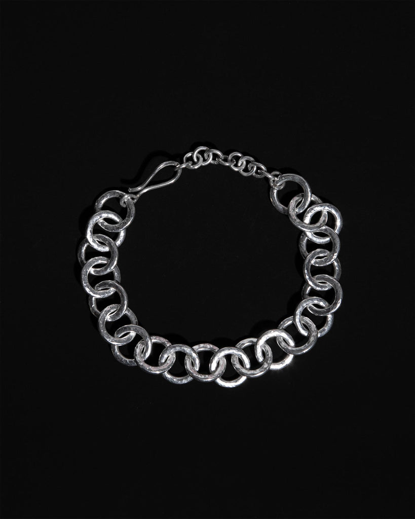 statement chain bracelet with hammered texture Handcrafted in sterling silver in London by Maya Magal London