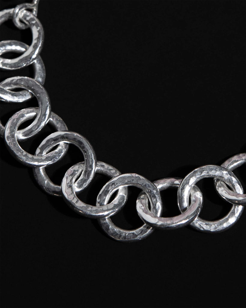 statement chain bracelet with hammered texture Handcrafted in sterling silver in London by Maya Magal London