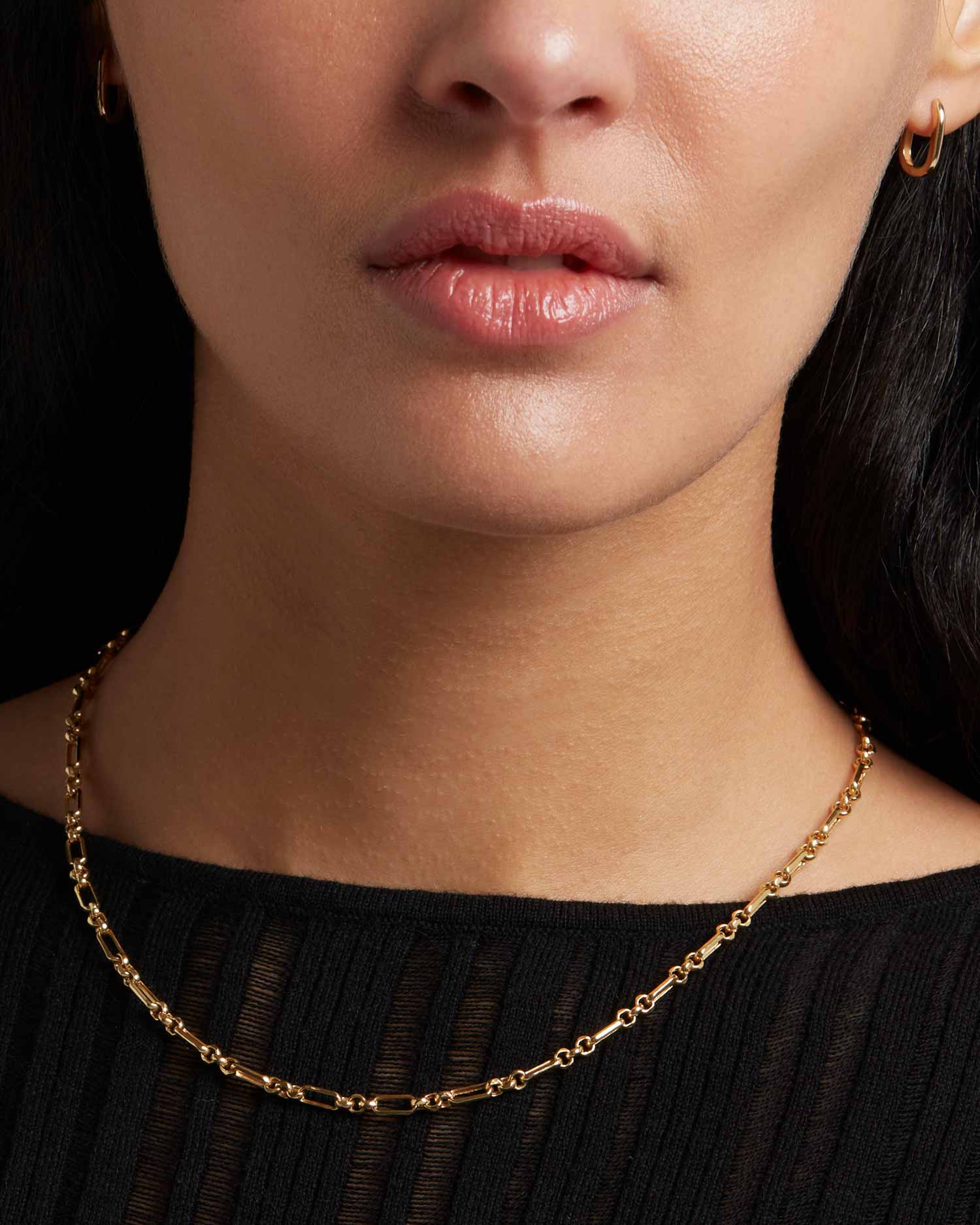 recycled 9ct solid yellow gold figaro chain handcrafted in London by Maya Magal