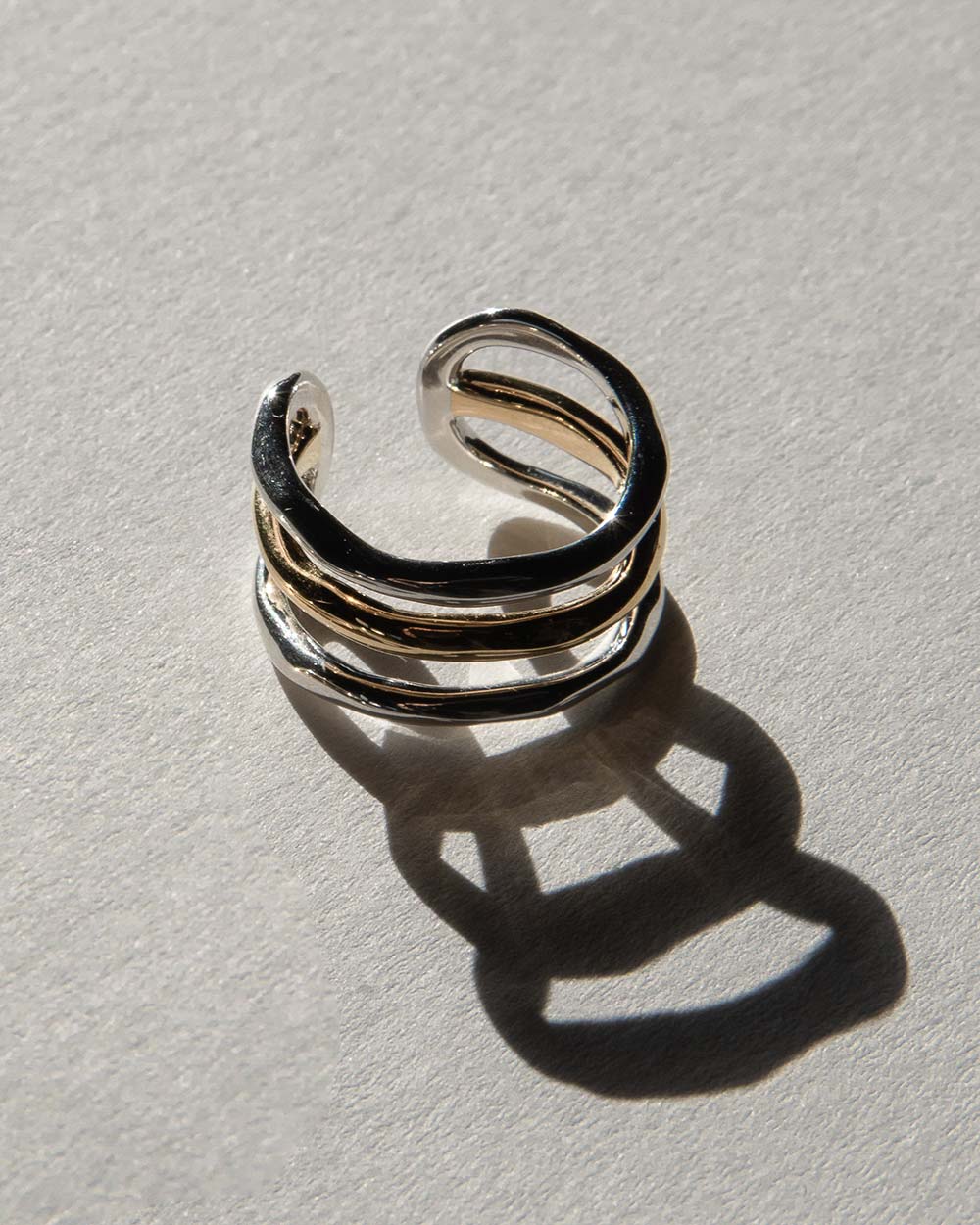 Solid Gold Lava Adjustable Stripe Ring