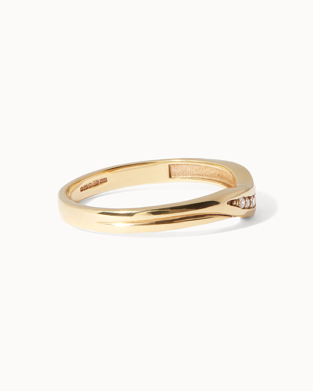 Solid Gold Contoured Band with Diamonds