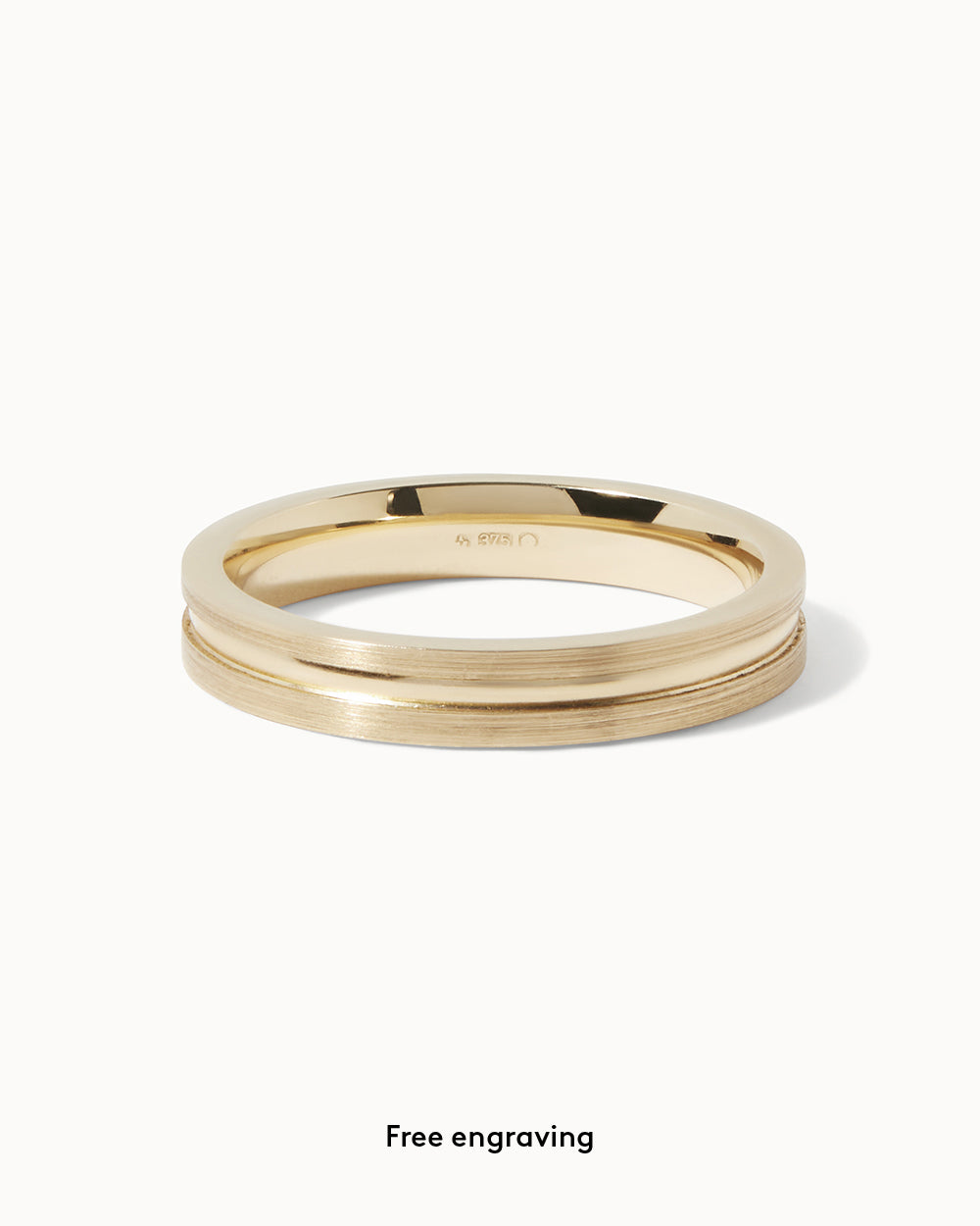 9ct Yellow Gold Flat Court Groove Ring - 3mm Band