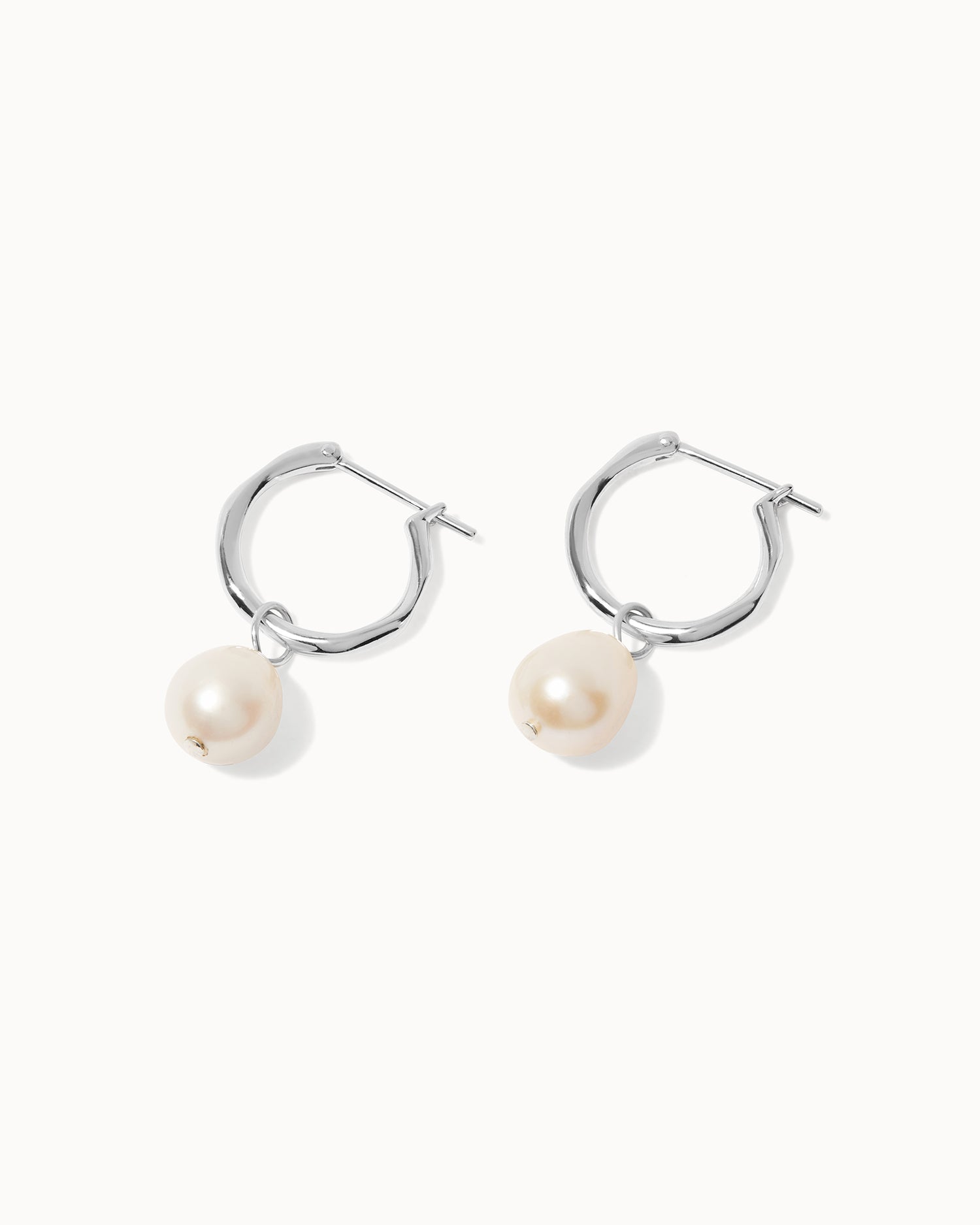 Pearl Drop Hoop Earrings