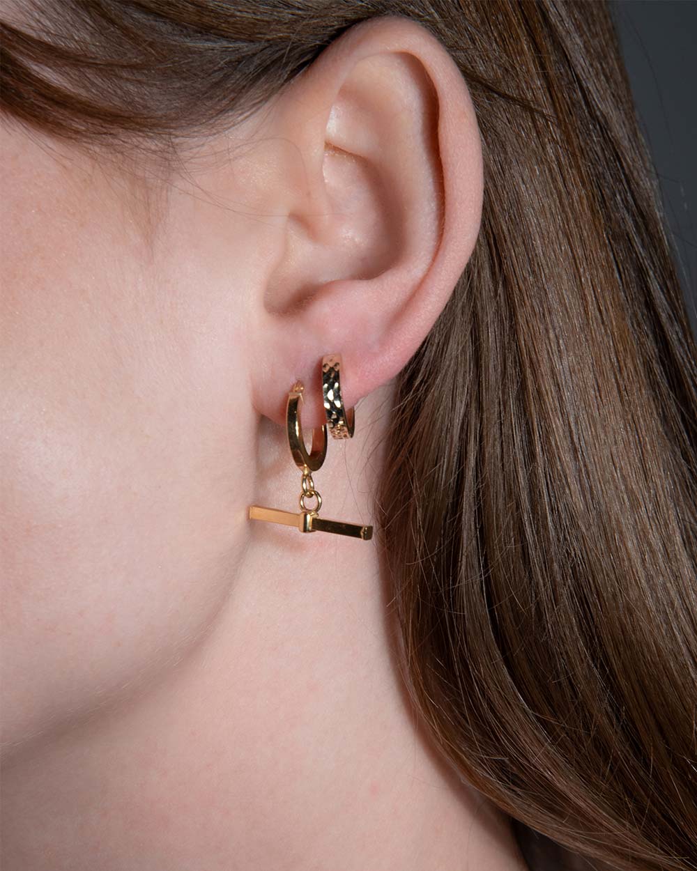 T-Bar Charm Hoop Earrings