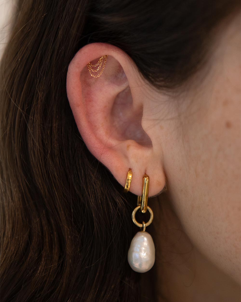 Triple Chain Flat Back Stud