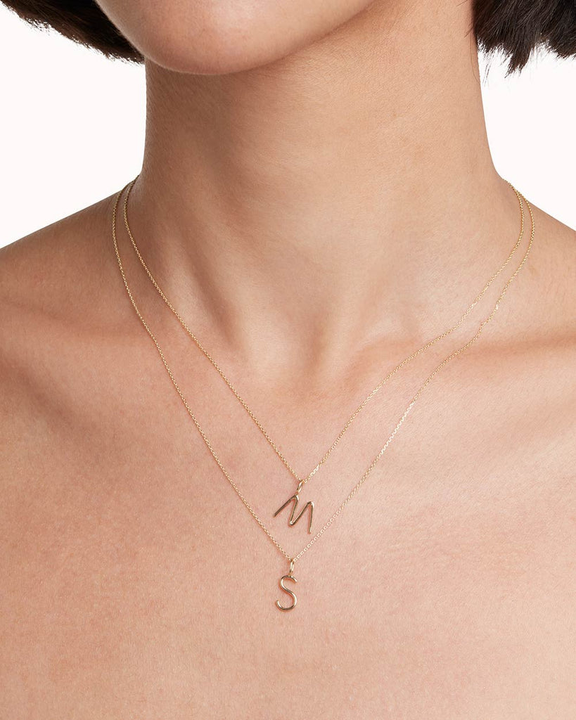 9ct Solid Gold Initial Necklace handmade in London by Maya Magal modern jewellery brand