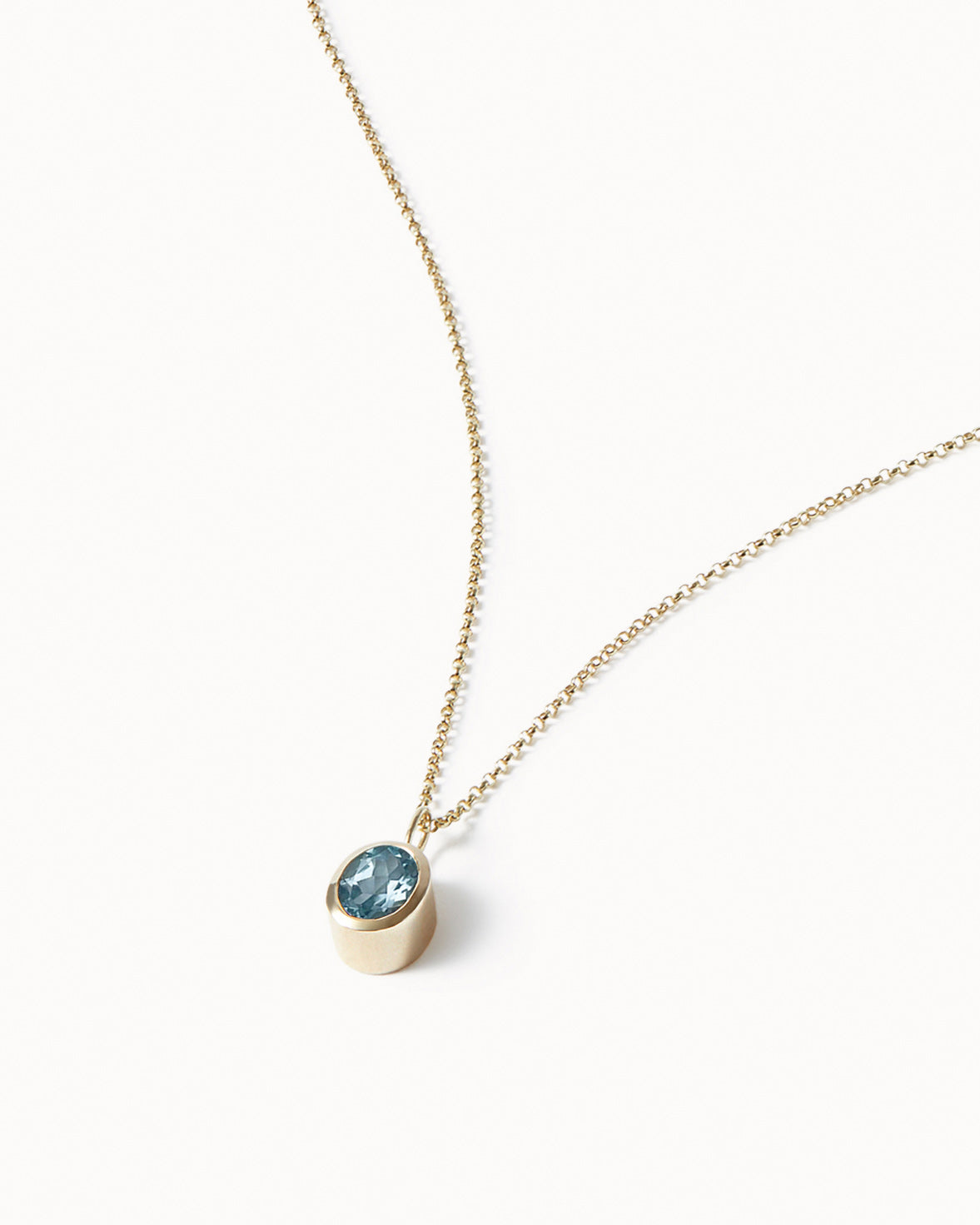 Solid Gold Sky Blue Topaz Gemstone Necklace