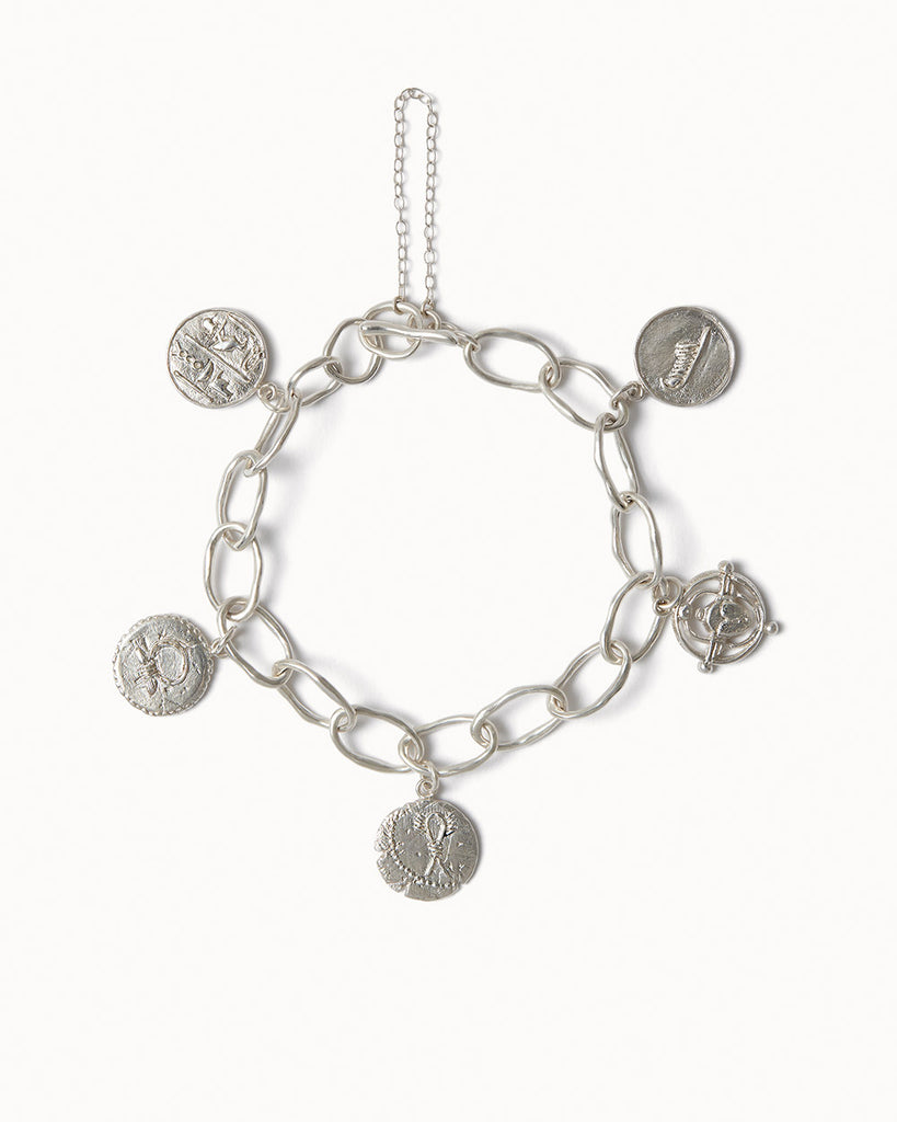 925 Recycled Sterling Silver Amulet Charm Bracelet handmade in London by Maya Magal sustainable jewellery brand