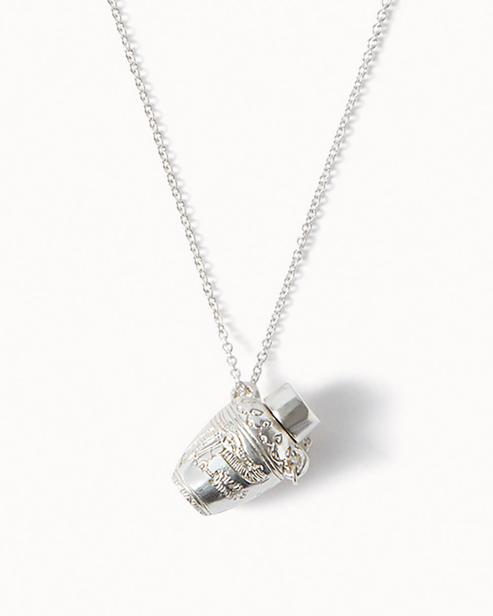 925 Recycled Sterling Silver Message in a Bottle Amulet Necklace handmade in London by Maya Magal sustainable jewellery brand