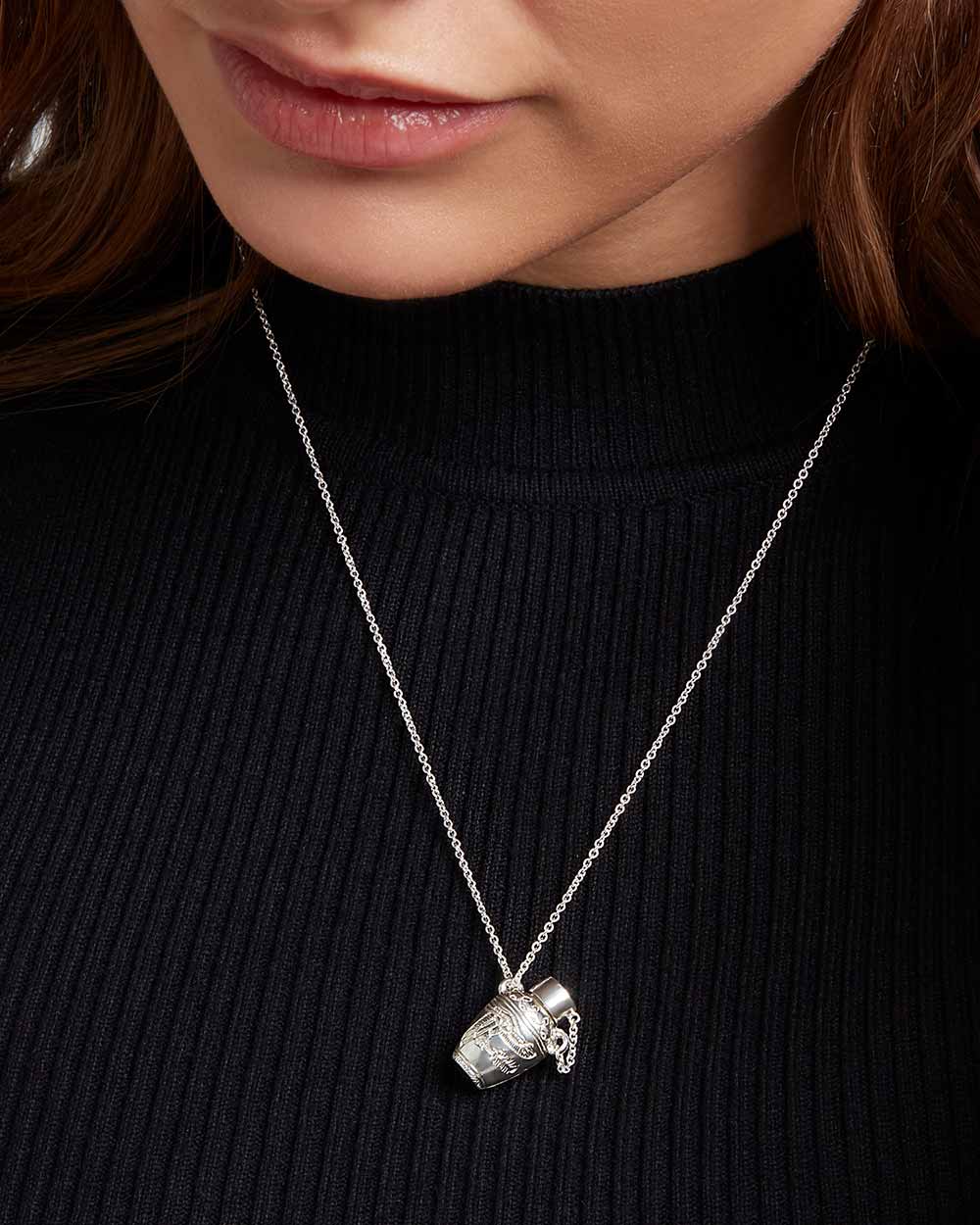 925 Recycled Sterling Silver Message in a Bottle Amulet Necklace handmade in London by Maya Magal modern jewellery brand