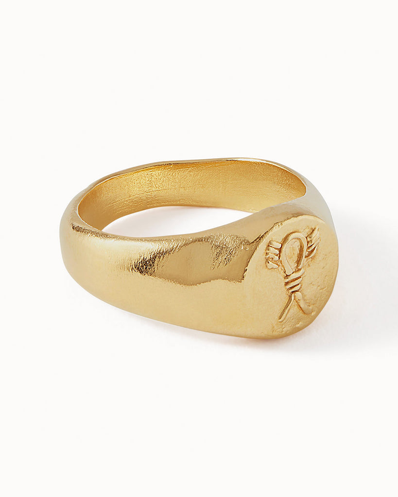18ct Gold Plated Protection Signet Ring handmade in London by Maya Magal modern jewellery brand
