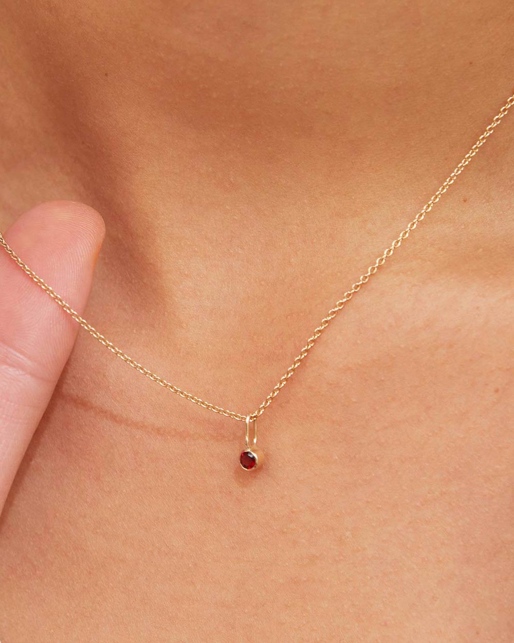 Solid Gold Garnet January Birthstone Charm