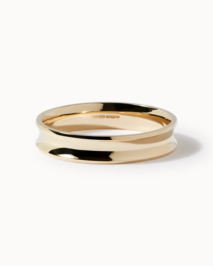9ct Solid Gold Concave Ring handmade in London by Maya Magal sustainable jewellery brand