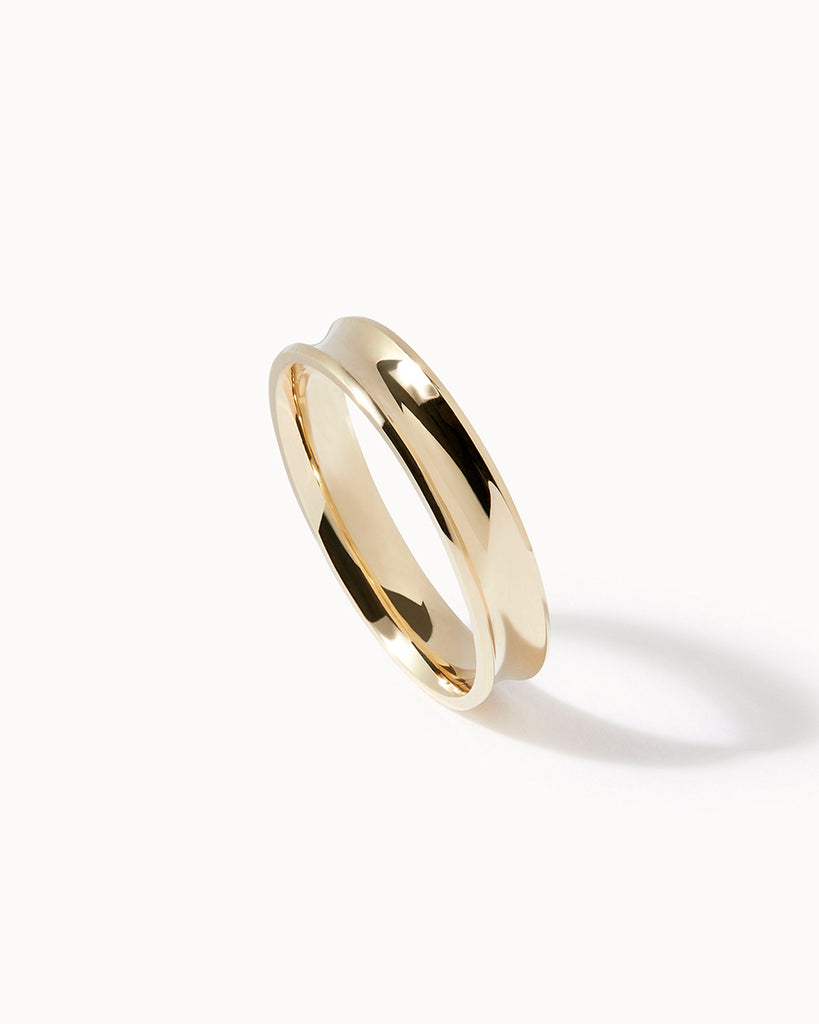 9ct Solid Gold Concave Ring handmade in London by Maya Magal contemporary jewellery brand