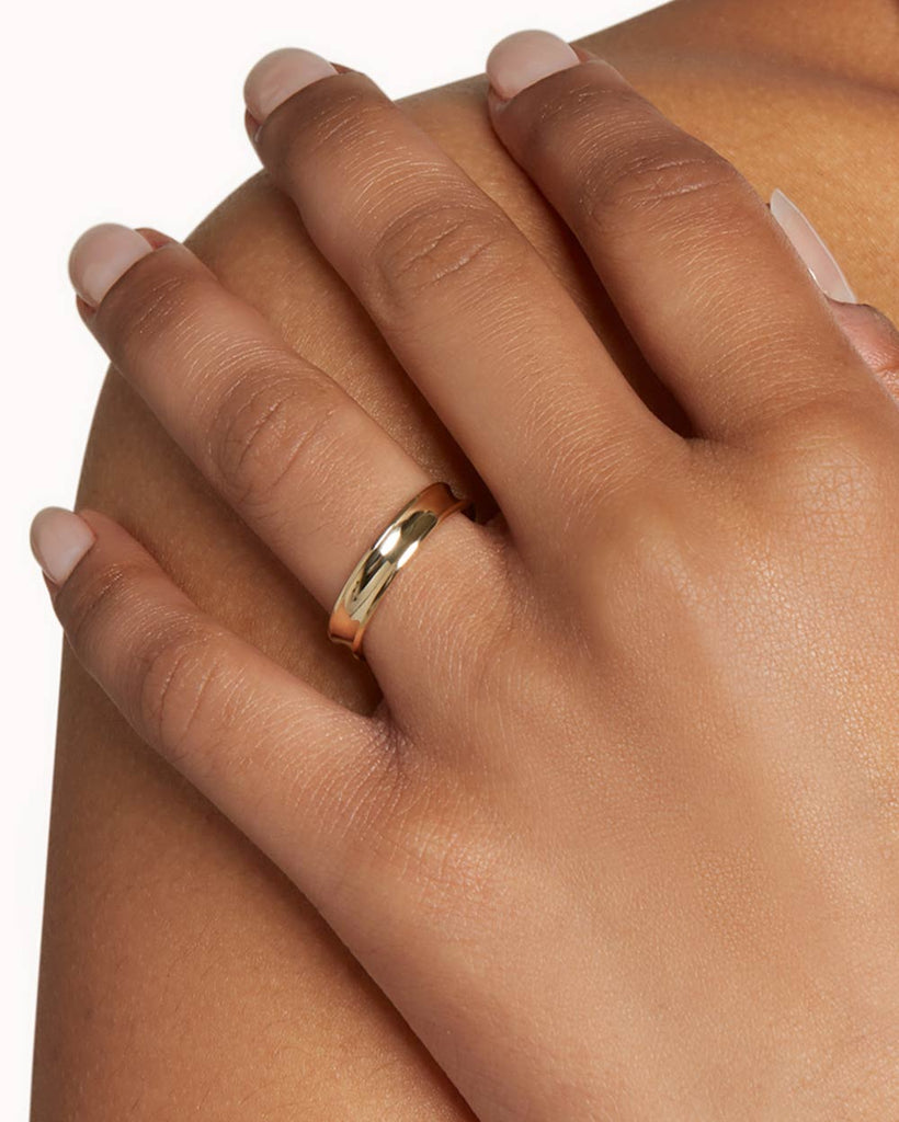 9ct Solid Gold Concave Ring handmade in London by Maya Magal wedding jewellery brand