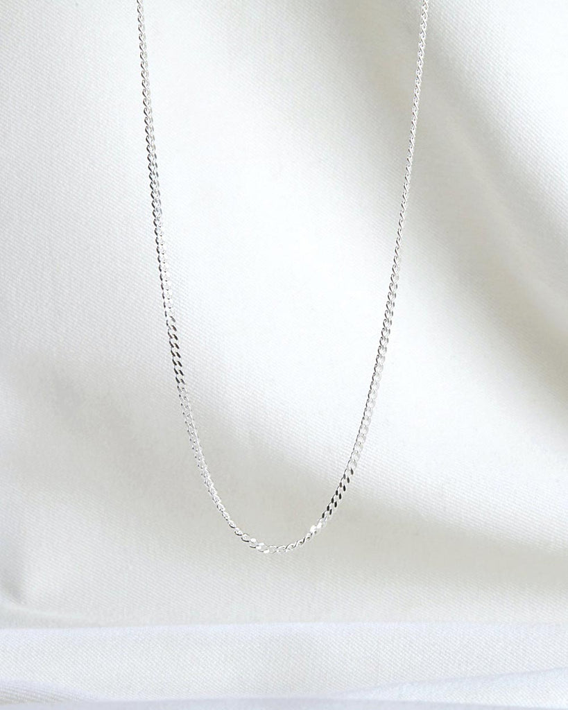 925 Recycled Sterling Silver Fine Curb Chain Necklace Short handmade in London by Maya Magal luxury jewellery brand