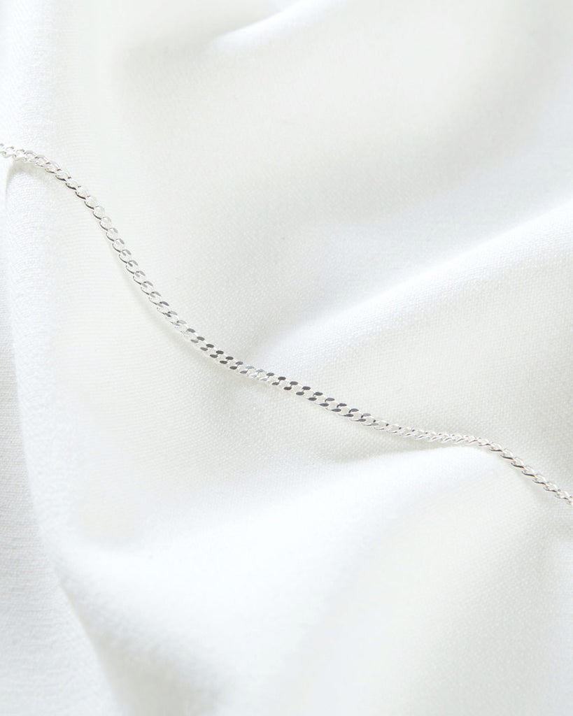 925 Recycled Sterling Silver Fine Curb Chain Necklace Short handmade in London by Maya Magal sustainable jewellery brand