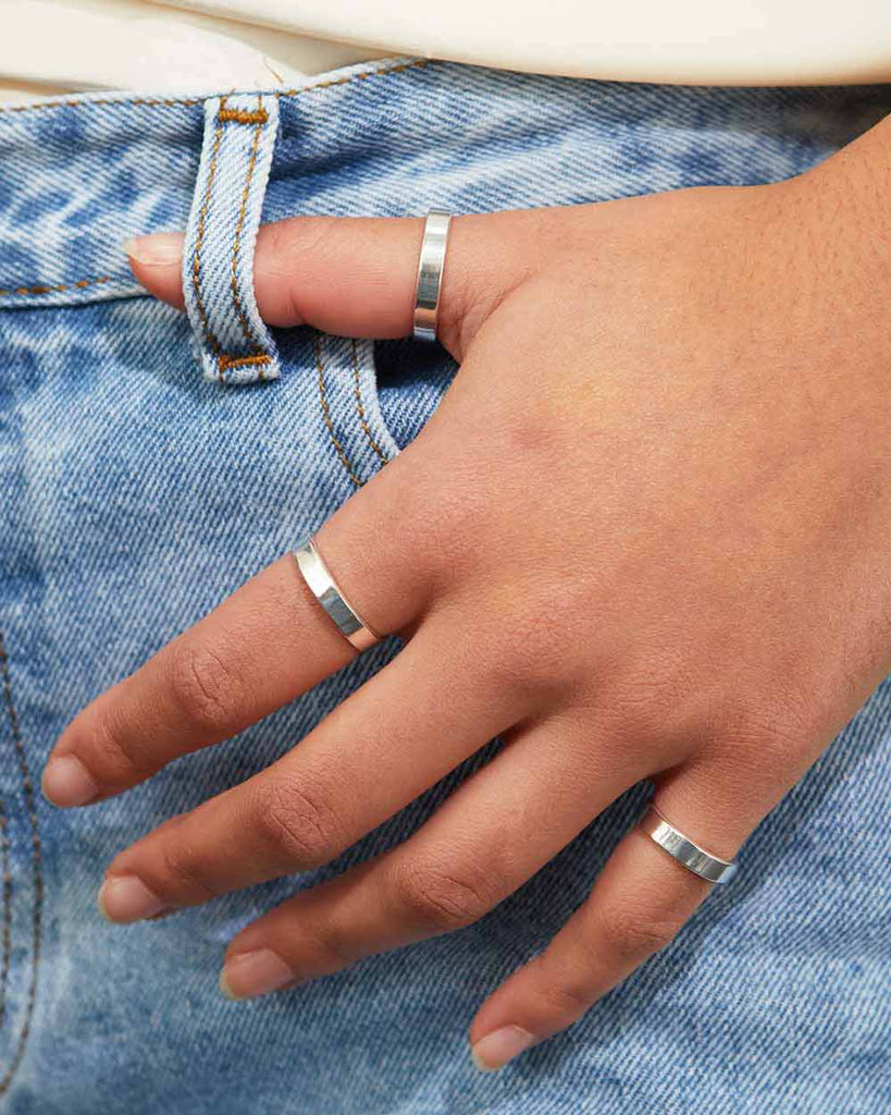 925 Recycled Sterling Silver Engravable Band Ring handmade in London by Maya Magal contemporary jewellery brand